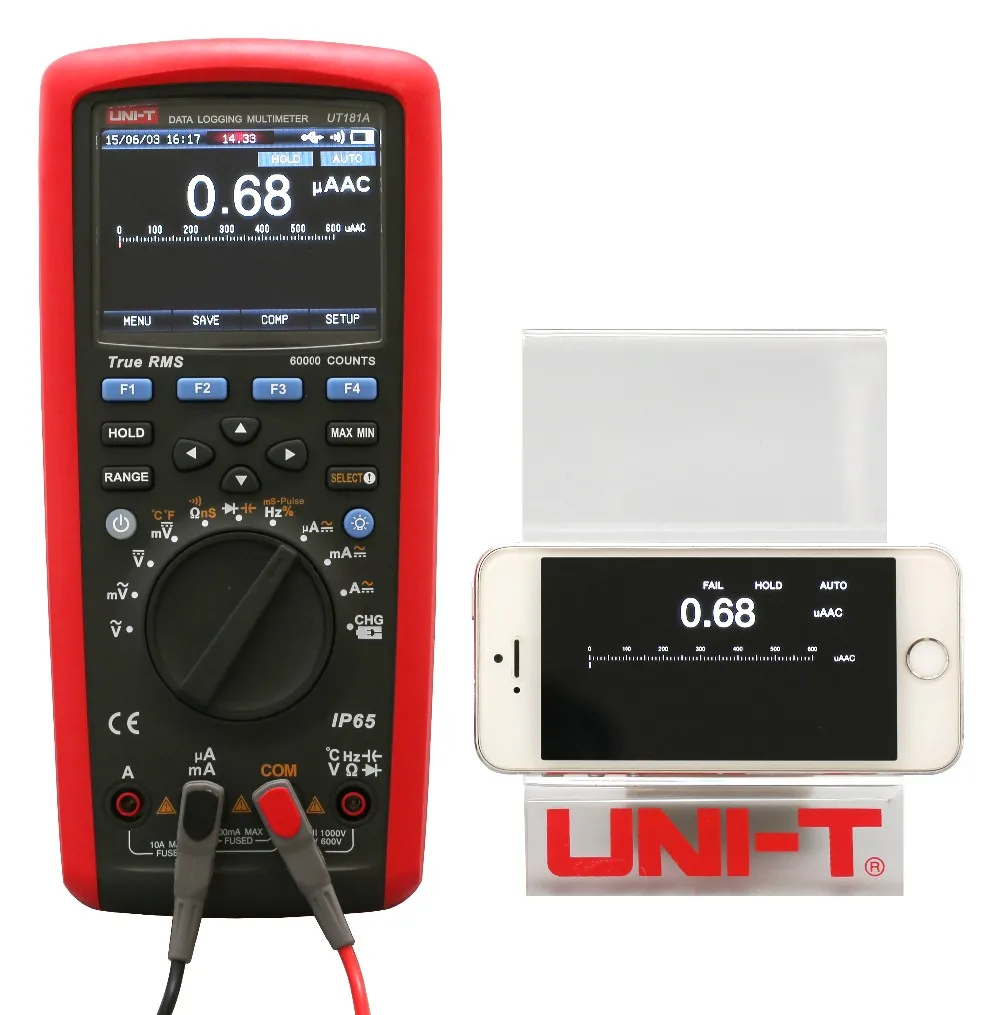 UNI-T UT181A medidor de temperatura de registro de True RMS multimetro Digital DMM w/Re recarregaveis de Li EU Plug