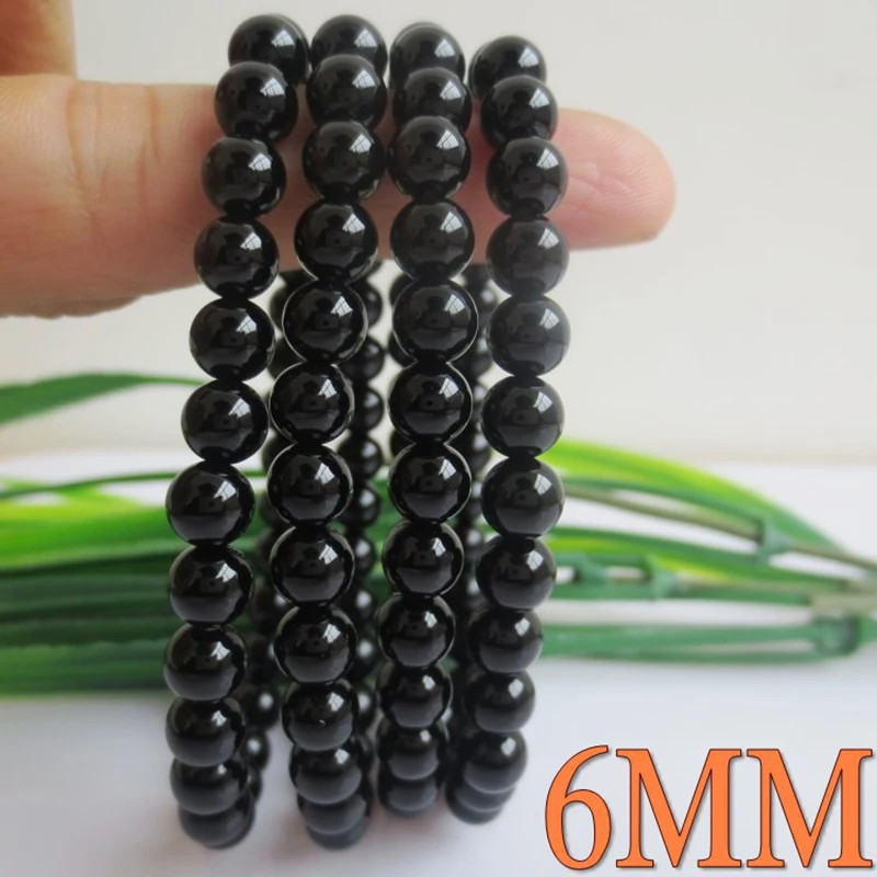 MOROW Unisex New Natural Black Agates Beads Round Jewel Bracelets Fashion Elastic Rope Charm Bracelet for Women Men Gift Jewelry (11)