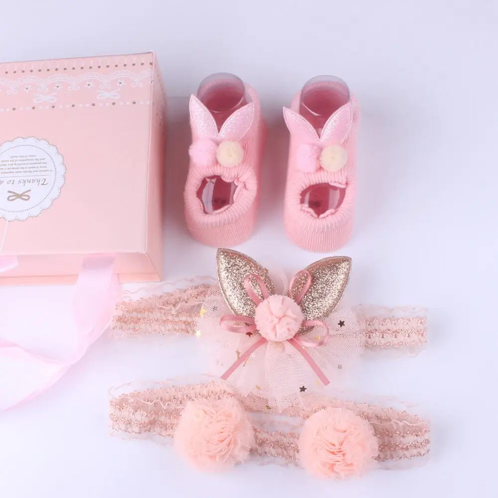 

Lovely Bows Flower Newborn Socks Baby Headband Set Princess Baby Girl Socks Infant Toddler Ankle Socks Cute Girls Hairband