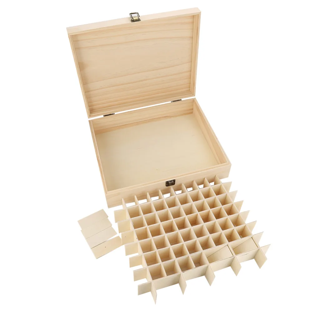

Essential Oils Wooden Box 74 Holes Detachable Bottle SPA YOGA Club Aromatherapy Storage Organizer Natural Pine Wood Case Holder