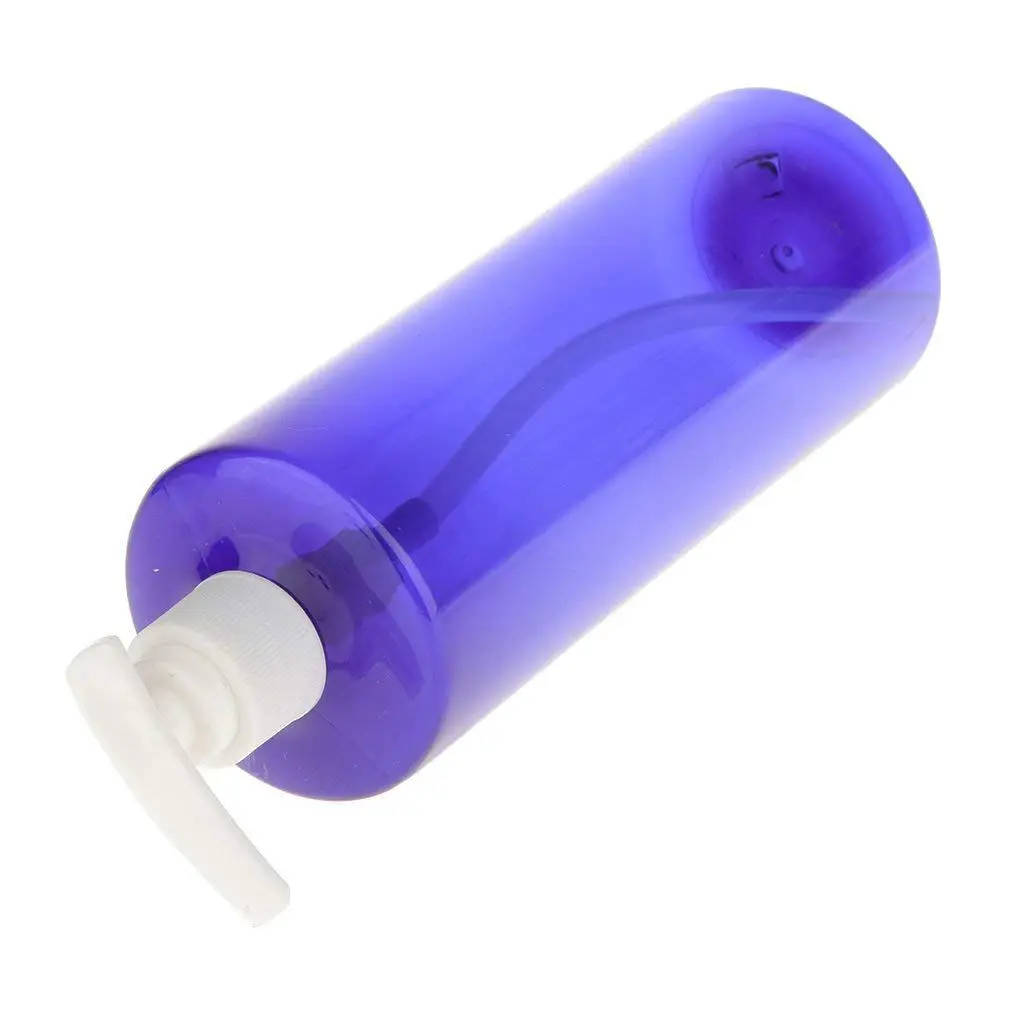 500 мл пустой цилиндрический лосьон бутылки насоса многоразового Пластик бутылки синий фиолетовый Travel Kit бутылка