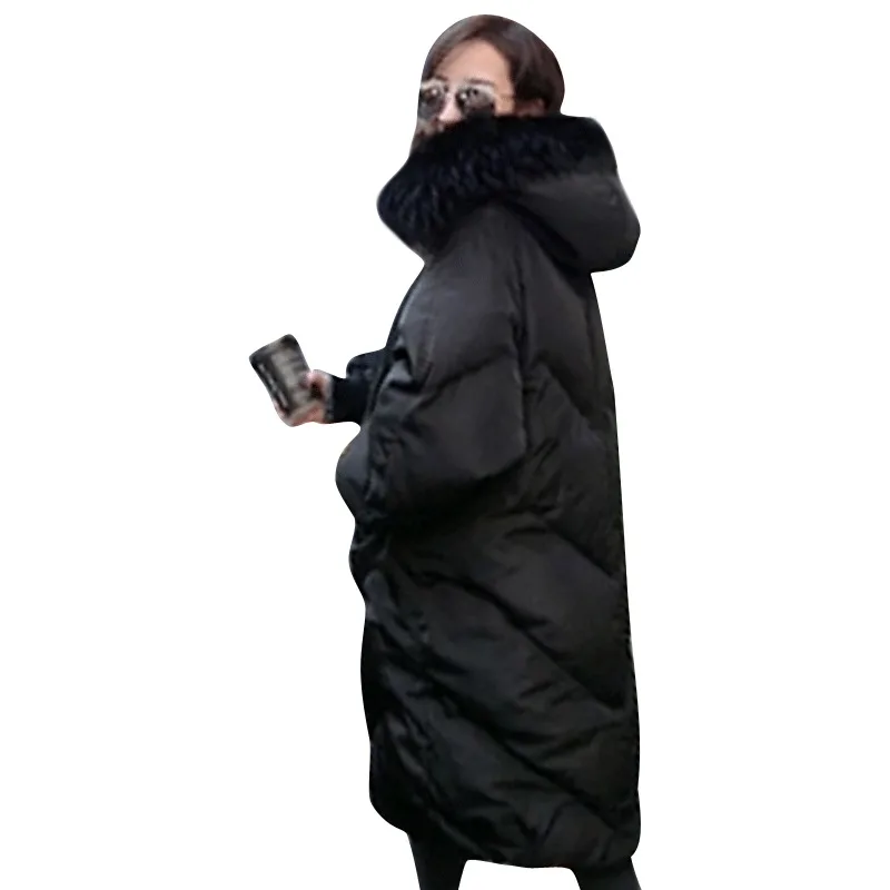 Дешево Женская зимняя куртка с хлопковой подкладкой, теплая тонкая парка с Аргайлом, длинное плотное пальто с меховым шаром, верхняя одежда с капюш...