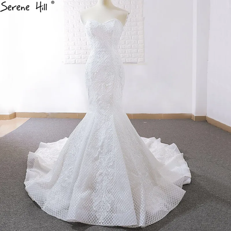 

New White High-end Sleeveless Mermaid Wedding Dresses 2019 Vintage Handmade Flowers Sexy Fashion Bridal Gown Real Photo