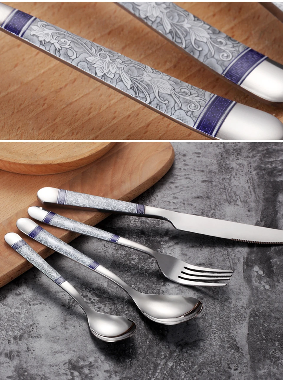 LIYIMENG 4Pcs Stainless Steel Knife Fork Set Dinnerware Sets Steak Cutlery Western Tableware Dinner3