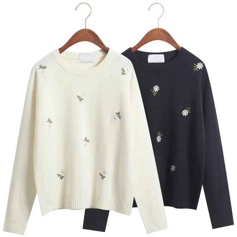 

New Women Sweaters For Autumn 2018 Women Foral Printed Sweaters Long Sleeves Fashion Kawaii Pullovers Sweaters #204