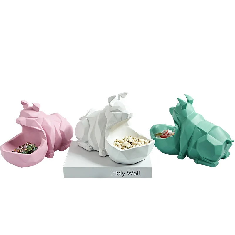 

Nordic Abstract Bulldog Geometric Lucky Dog Candy Key Grocery Storage Organizer Jewerly Box Desk Home Decoration Accessories