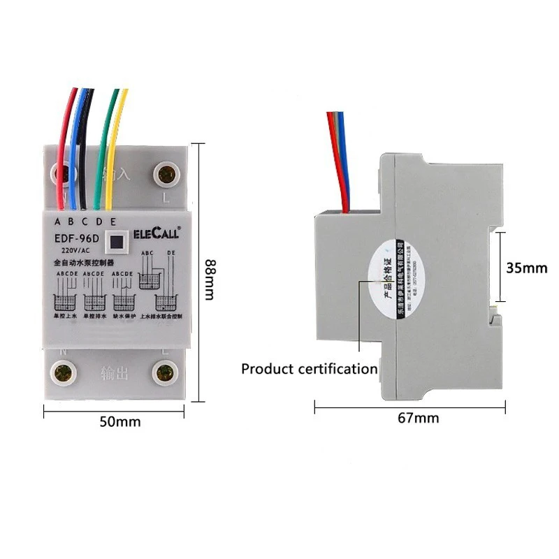 Переменный ток 220 В 10 А 110 В EDF96D на din-рейку Поплавковый выключатель автоматический регулятор уровня воды контроллер водяного насоса с 3 зондами