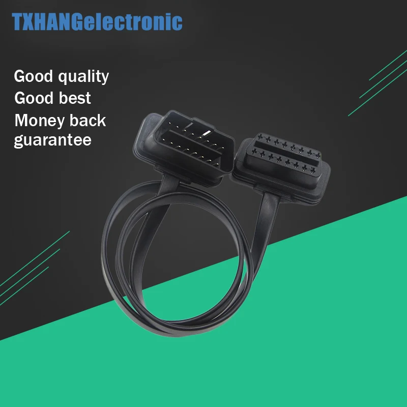 

Flat Thin As Noodle OBDII OBD2 16Pin ELM327 Male To Female Elbow Extension OBD 2 Auto Car Diagnostic Cable Connector Adapter