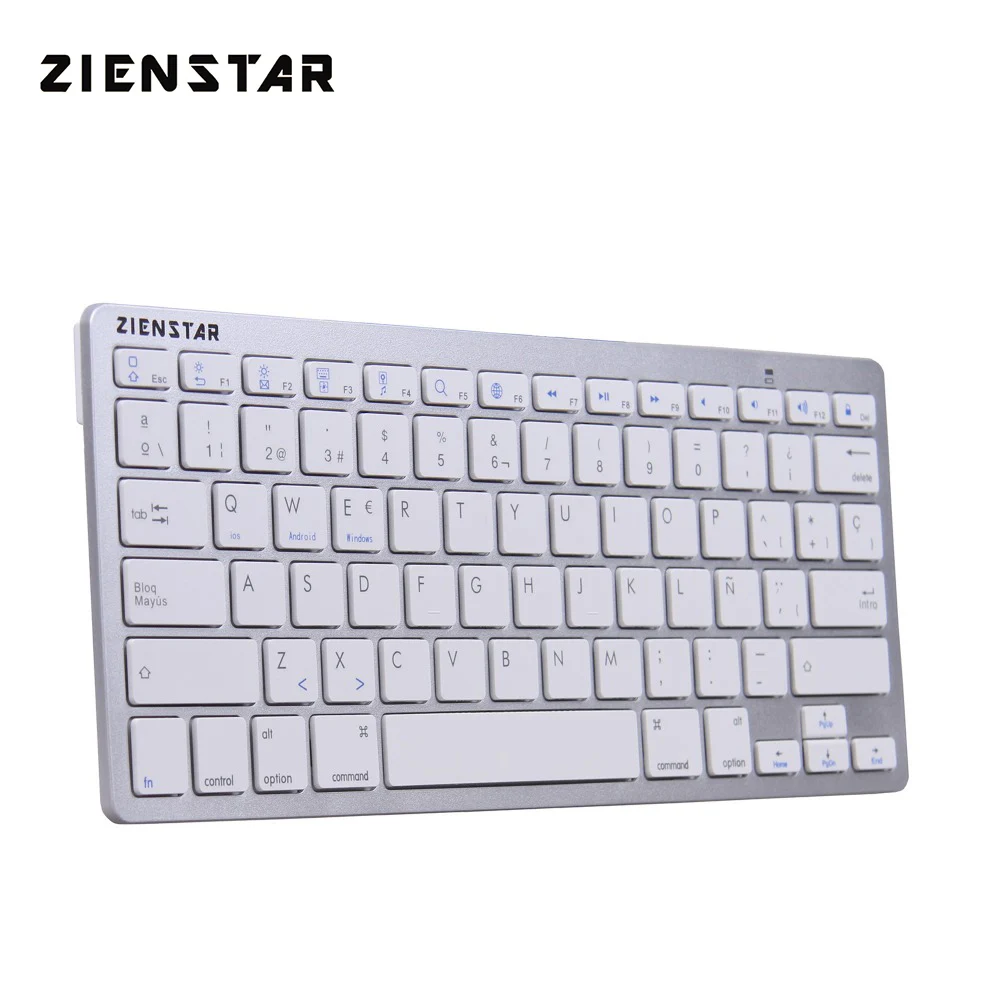Zienstar испанский язык ультра тонкая беспроводная клавиатура Teclado Bluetooth 3 0 для Ipad Iphone