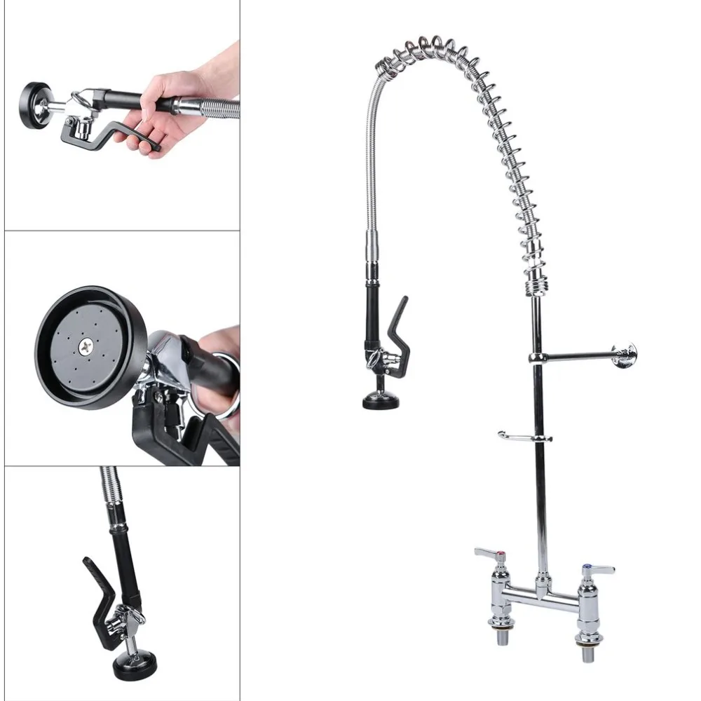 

Contemporary Restaurant Bathroom Toilet Kitchen Pre-Rinse Faucet Spray Arm Twin Pedestal Hot And Cold Water Tap Faucet