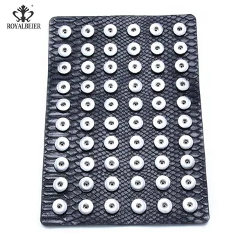 

ROYALBEIER Snaps Display Leather Snakeskin Pattern 18mm Metal Display Board DIY Jewelry Fit 60PCS Snap Button Jewelry ZJ0008