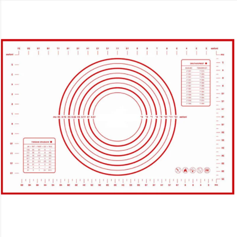 Антипригарный силиконовый коврик для выпечки лист Стекло гильзы прокатки для выпечки, пиццы весы Кухня торта Формы для сладких изделий украшения инструменты 60*40 см - Цвет: Красный