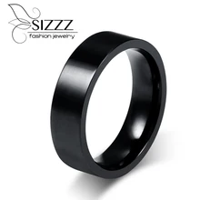 SIZZZ черные обручальные кольца для женщин и мужчин 8 мм полированные хирургические стальные кольца размер США