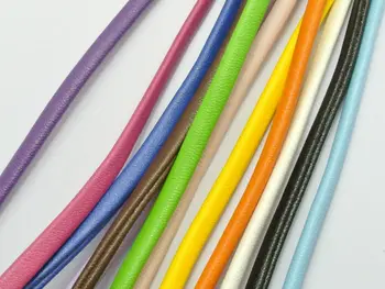 

60 Meters Mixed Color Flat Soft Synthetic Leather Jewelry Cord 4X2mm