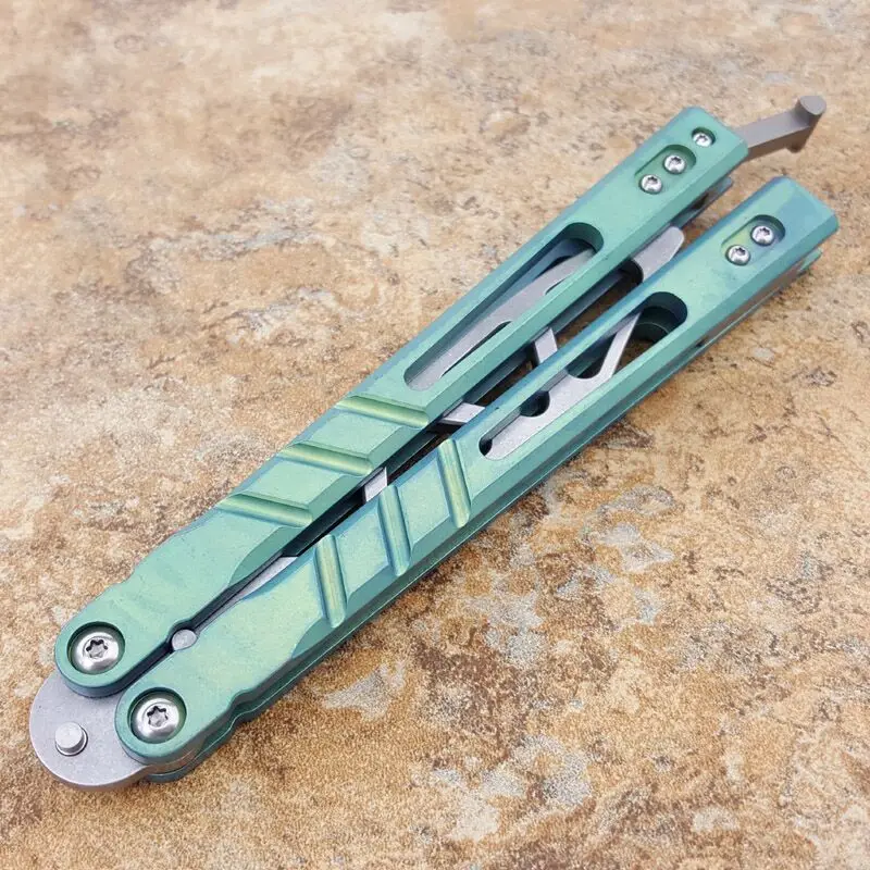 BRS Alpha Beast Бабочка нож для тренера втулка система D2 лезвие титановая ручка Jilt нож охотничий нож карманный нож - Цвет: green handle