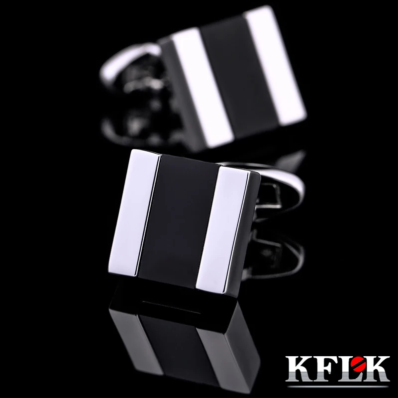 

2018 KFLK Luxury Fashion shirt cufflink mens gift Brand cuff buttons Crystal cuff link High Quality Black abotoaduras Jewelry