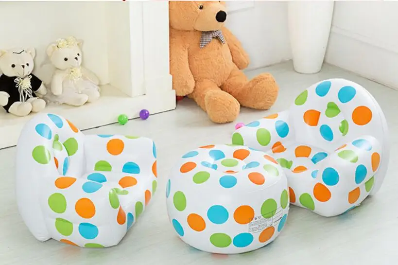 56X66X46CM + 38X53CM wtih stool set color polka dots Fashion flocking pvc inflatable children sofa coffee holder