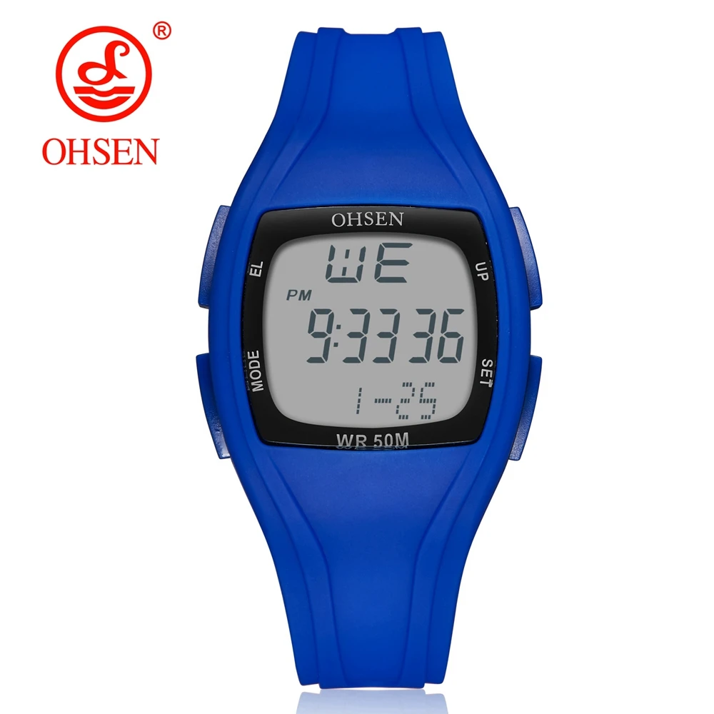 Новинка OHSEN модные цифровые женские наручные часы с ЖК дисплеем reloj mujer синие