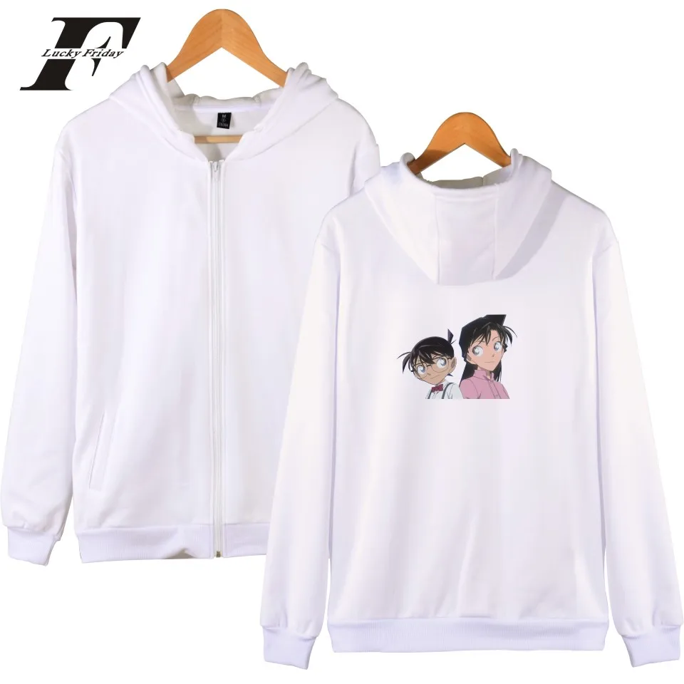 Detektif Conan Lucu Kartun Cetak Hitam Putih Hoodie Ditambah Kaus