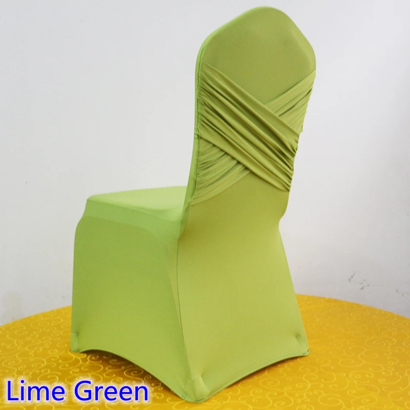 Lime Green colour cross back swag Lycra chair cover Ruffled spandex