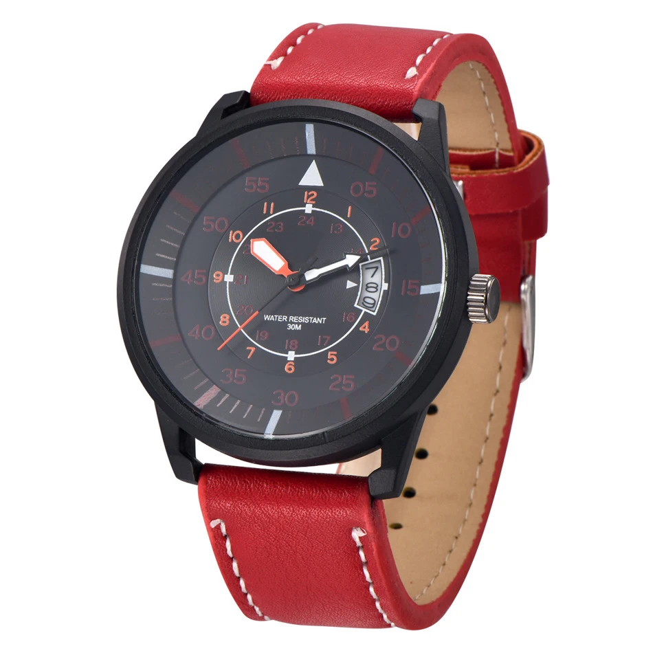 

Cindiry Men Sports Watch Top Luxury Brand Men's Quartz Date Clock Large Dial Leather Army Military Wrist Watch Relogio Masculino