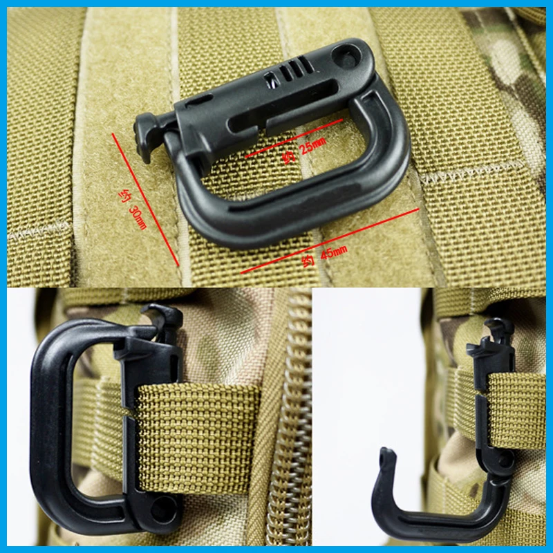 

EDC Plastic Shackle Carabiner D-ring Clip Backpack Buckle Snap Lock Camp Hike Mountain Climb outdoor travel Kits Camping