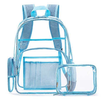 

Women Men Travel PVC Bag 2 in 1 Clear Backpack School Book Bag See Through Student Backpack 42*31*15cm