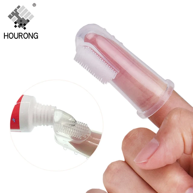 1 PC Del Bambino Dito Dente Spazzola di Pulizia Con La Scatola Del Silicone Pet 1 PC Del Bambino Dito Dente Spazzola di Pulizia Con La Scatola Del Silicone Pet