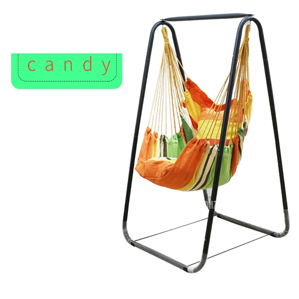 Fashion Hammock Home Balcony Indoor Garden Bedroom Hanging Chair For Child Adult Swinging Single Safety Chair with Bracket 150cm - Цвет: Candy