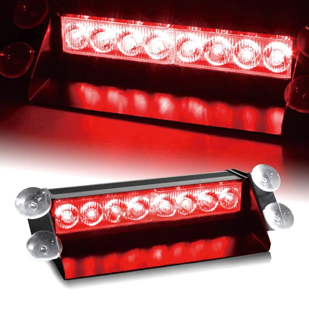 

Nice Red 8 LED 8LED Car Dash Strobe Flash Light Emergency Police Warning lamp 3 Mode