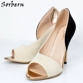 

Sorbern Open Toe Side Open Women Pumps Slip On 2017 Heels Ladies Shoes Size 43 Rubber Soles Stilettos Retro Shoes Size 4-15