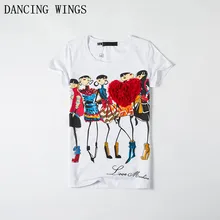 Blusas femininas, модный летний принт с изображением героев мультфильма, хлопковая футболка с коротким рукавом, топы для женщин