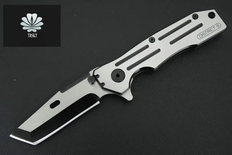 

TRSKT District 9 Flipper Folding knife Bearing knives Rescue Hunting Camping Outdoor Knives Edc tools Steel Handle Free shipping