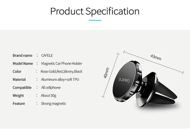Cafele автомобильный держатель телефона магнитного вентиляционное отверстие магнит мобильный телефон Автомобильный держатель для сотового