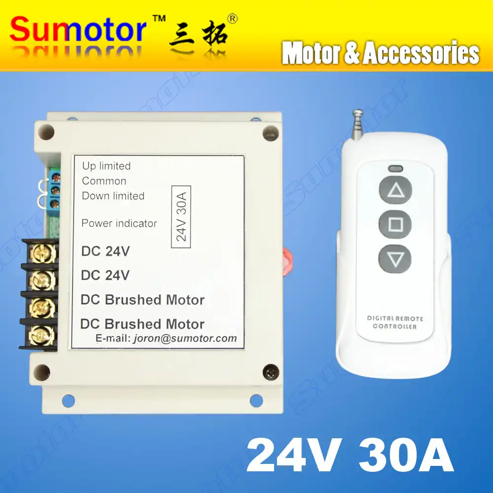 DC 24 V 30A мотор беспроводной пульт дистанционного управления Переключатель разворот линейный привод Электрический занавес/экран Гараж Открытый ход ограничен - изображение