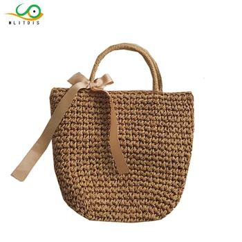 

MLITDIS New 2018 Summer Beach Bag Hand Woven Straw Bags Fashion Women Casual Tote Vintage Handmade Shopping Bags Women Handbags