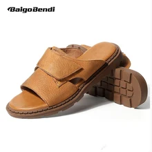 2018 Summer New Men Casual Sandals Business Man Leisure Outdoor Genuine Leather Rome Style Slippers Shoes Summer Beach Slides цена 2018 Summer New Men Casual Sandals Business Man Leisure Outdoor Genuine Leather Rome Style Slippers Shoes Summer Beach Slides цены онлайн