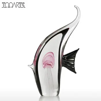 

Tooarts Elephant Fish Glass Figurine Home Decor Animal Ornament Favor Gift Glass Craft Decoration For Home Office