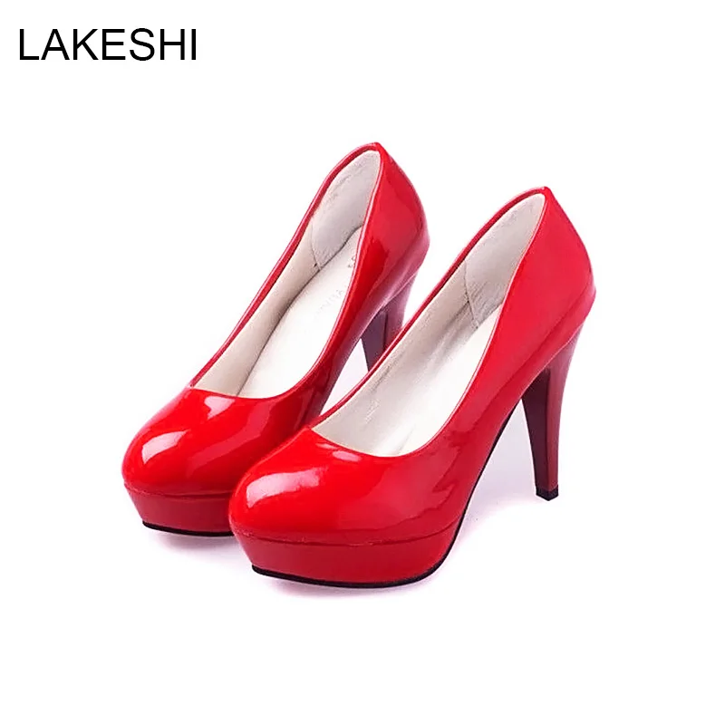 LAKESHI 2016 Women Pumps Sexy Wedding Shoes Women High Heels PU Ladies ...