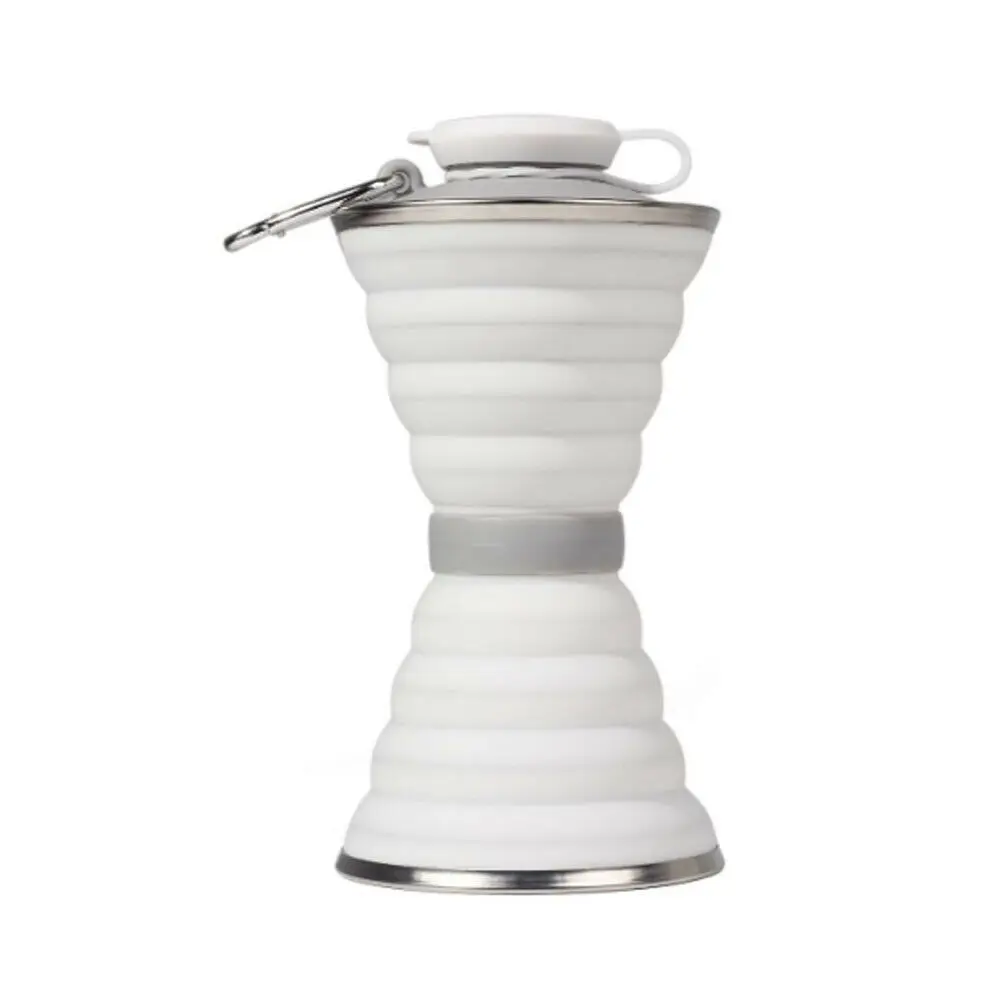 Складная силиконовая чашка кофе кружка многоразовая дорожная Складная герметичная 500 мм, бутылки для воды - Цвет: Белый