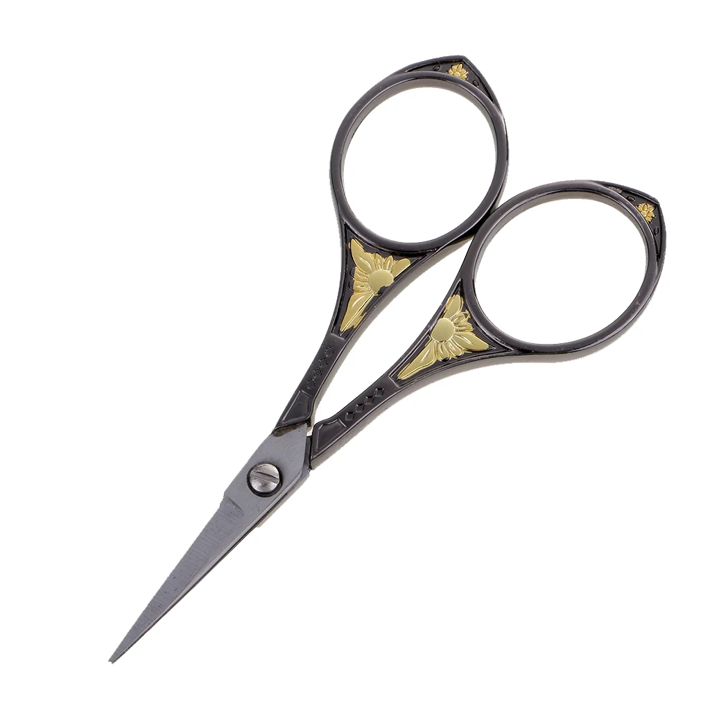 Stainless Steel European Vintage Floral Scissor for DIY Embroidery Sewing Craft Black/Sliver/Gold