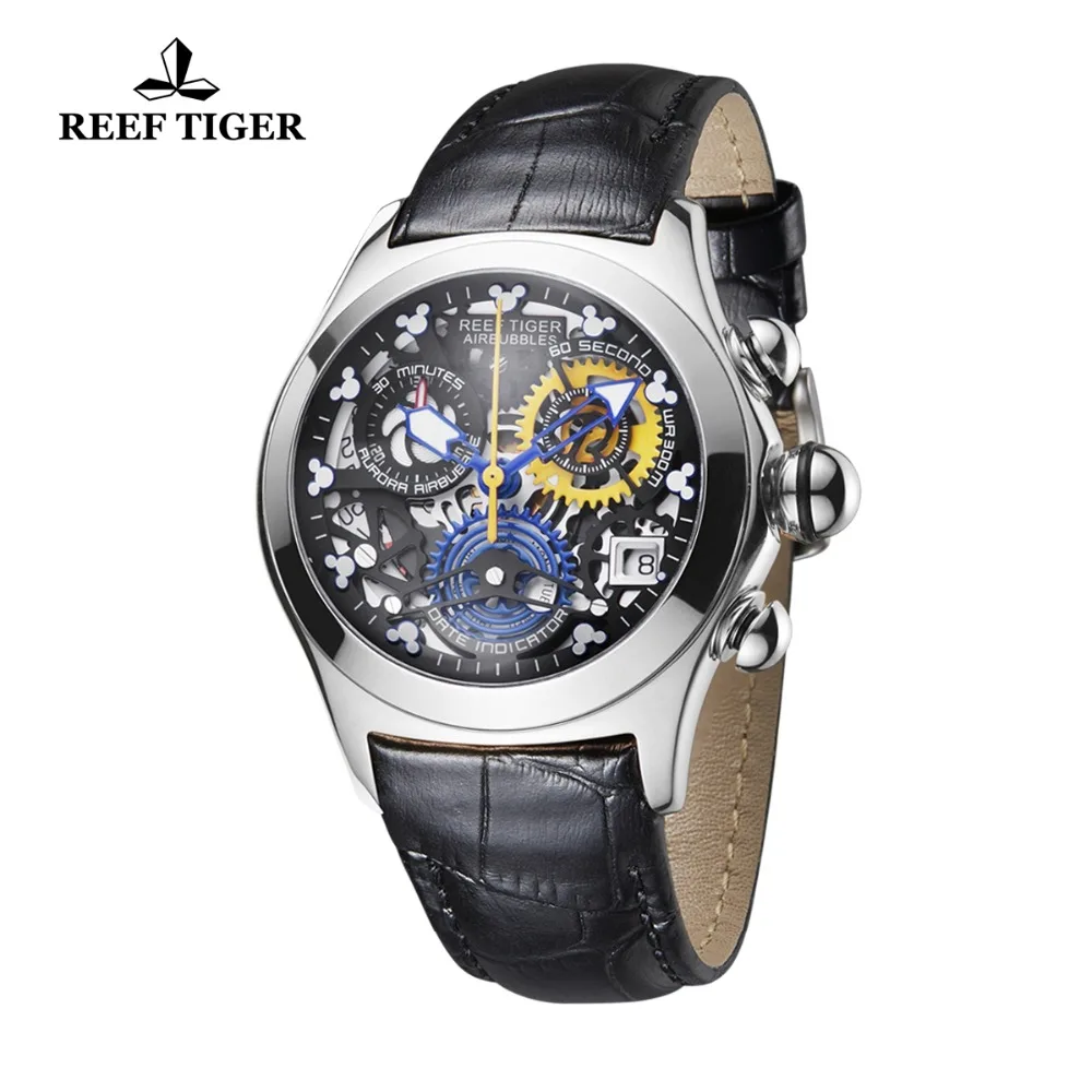 Риф Тигр дизайнер Топ бренд Роскошные модные часы для женщин сталь Скелет часы синий ремешок спортивные часы RGA7181