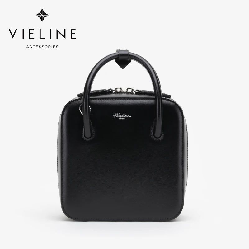 Женская сумка Vieline из натуральной кожи для камеры, сумка на плечо из коровьей кожи с клапаном, дизайнерская брендовая сумка через плечо из натуральной кожи - Цвет: black