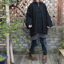 Johnature, свободные, большие размеры, женские шерстяные пальто, новинка, зимние, винтажные, со стоячим воротником, с пряжкой, одноцветные, тип летучей мыши, длинные пальто