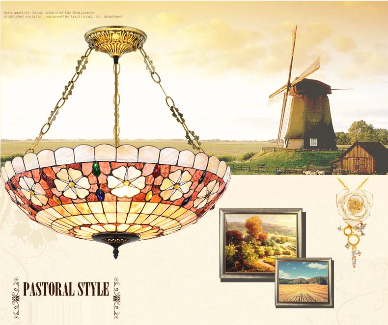 

Modern Shell Baroque Pastoral Pendant Light Mediterranean Sea Rustic Lamp for Restaurant Dining Room Hanging Lighting Fixture