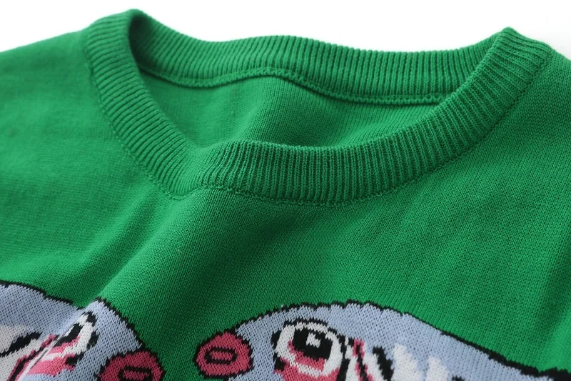 18 Autumn Winter Green Knitted Sweaters and Pullovers Women Runway Designer Double Fish Printed Female Ladies Jumper Clothes 5 18 Autumn Winter Green Knitted Sweaters and Pullovers Women Runway Designer Double Fish Printed Female Ladies Jumper Clothes 5