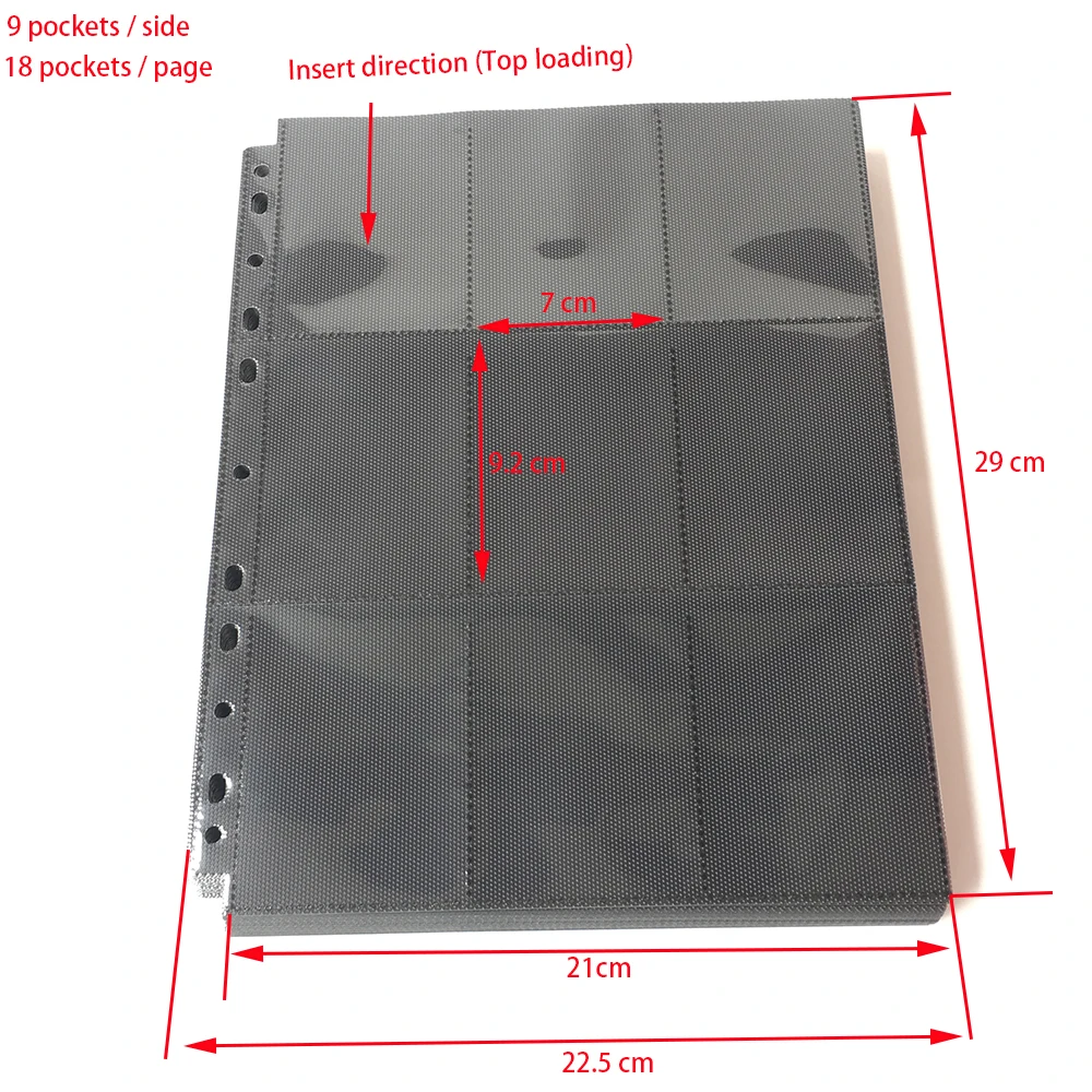 30 страниц на выбор, 540 карманов, верхняя загрузка черного цвета серии карты протектор для стандартного размера карточки для настольных игр