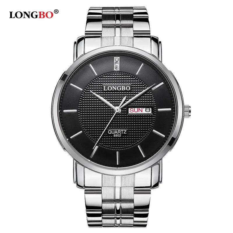 Longbo Brand Lovers Simple Stainless Steel Watch Men s Calendar Waterproof Business Wristwatch Women Dress Watch