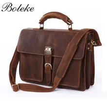 Мужской портфель из натуральной кожи, 15,6 дюймов, портфель для ноутбука, портфель, Ретро стиль, повседневная сумка через плечо, сумка через плечо, 7164