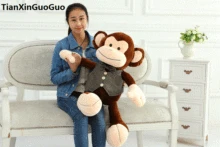large 70cm cute brown monkey plush toy dressed coat monkey soft doll throw pillow birthday gift s0560